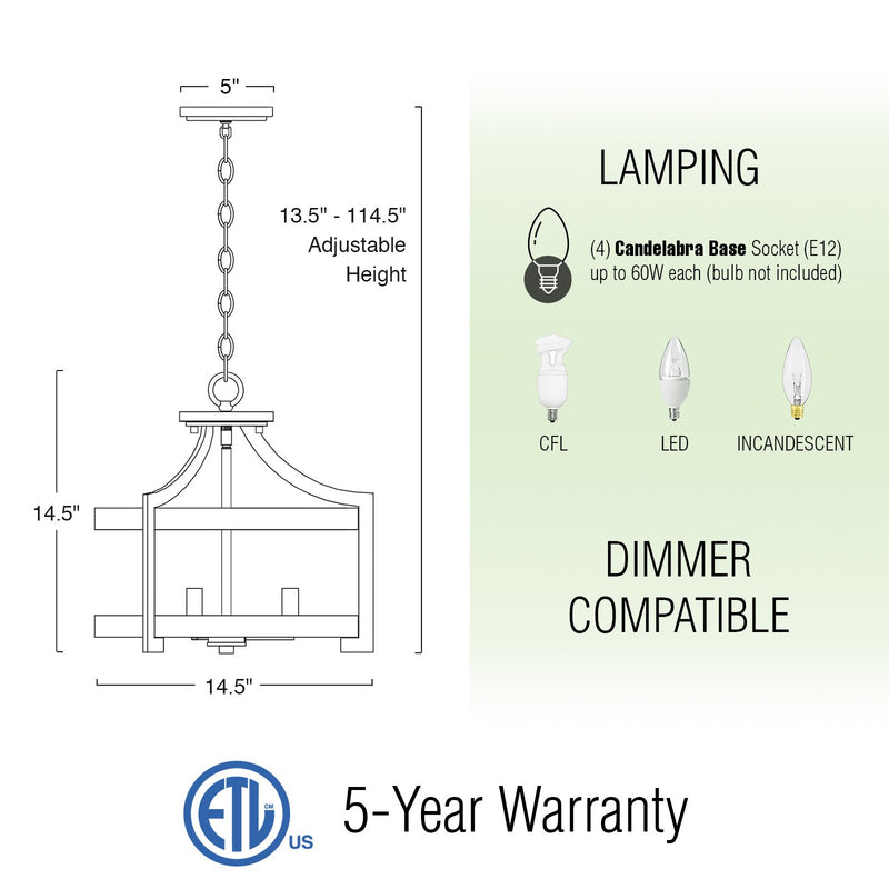 Woodrow 15" 3-Light Industrial Farmhouse Semi Flush Convertible Pendant Light