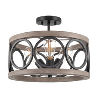 Larkin 15" 3-Light Modern Farmhouse Semi-Flush Mount Ceiling Light