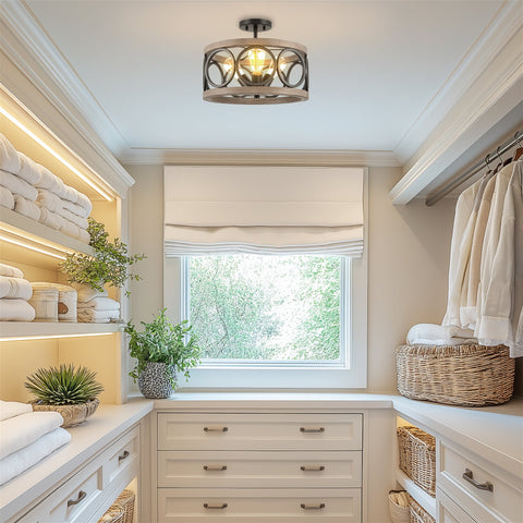 Larkin 15" 3-Light Modern Farmhouse Semi-Flush Mount Ceiling Light