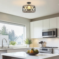 Larkin 15" 3-Light Modern Farmhouse Semi-Flush Mount Ceiling Light