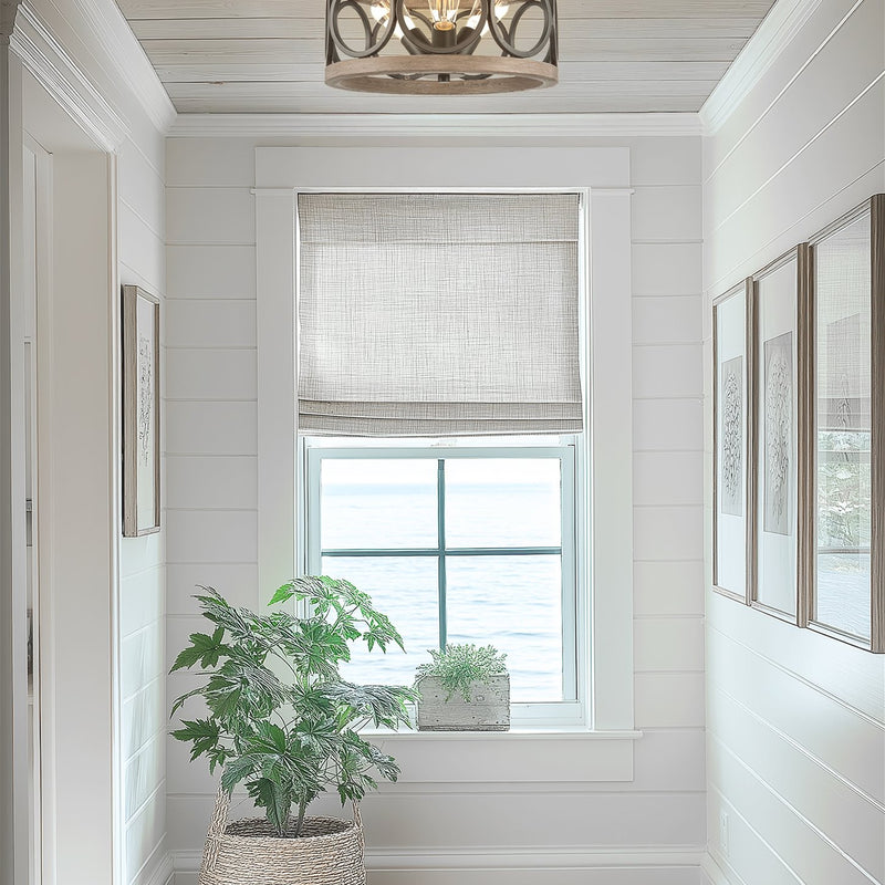 Larkin 15" 3-Light Modern Farmhouse Semi-Flush Mount Ceiling Light