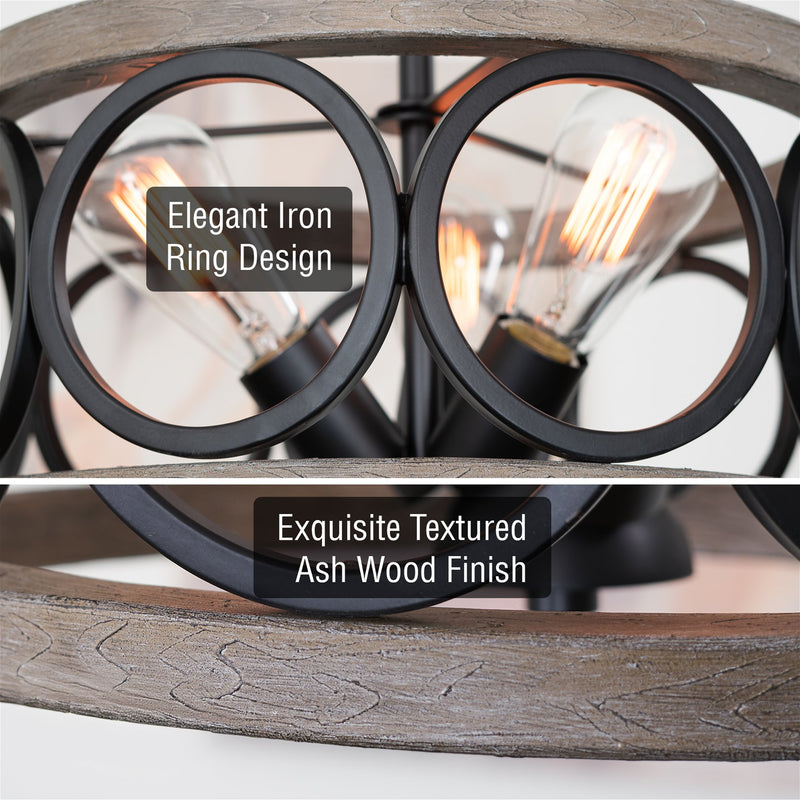 Larkin 15" 3-Light Modern Farmhouse Semi-Flush Mount Ceiling Light