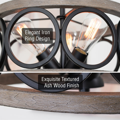 Larkin 15" 3-Light Modern Farmhouse Semi-Flush Mount Ceiling Light