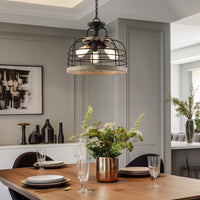 Sawyer 17" 3-Light Industrial Farmhouse Semi Flush Convertible Pendant Chandelier Light