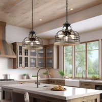 Sawyer 17" 3-Light Industrial Farmhouse Semi Flush Convertible Pendant Chandelier Light