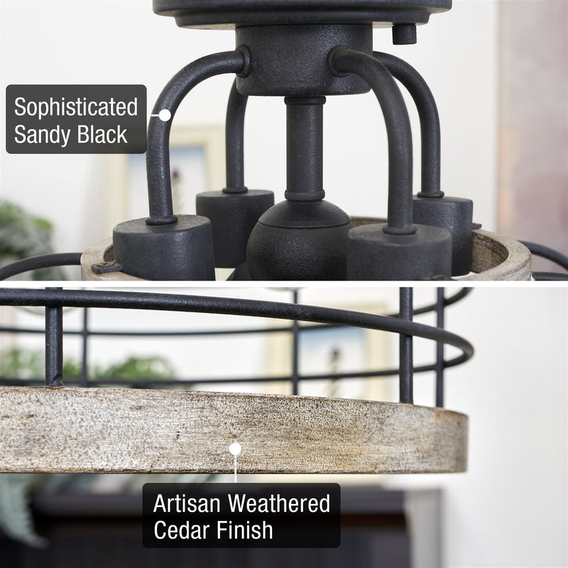 Sawyer 17" 3-Light Industrial Farmhouse Semi Flush Convertible Pendant Chandelier Light