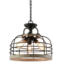 Sawyer 17" 3-Light Industrial Farmhouse Semi Flush Convertible Pendant Chandelier Light