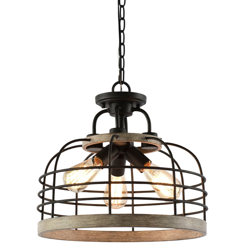 Sawyer 17" 3-Light Industrial Farmhouse Semi Flush Convertible Pendant Chandelier Light