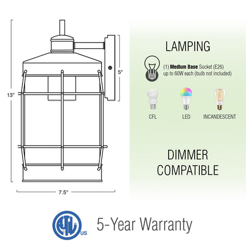 Whitlock 13" Industrial Farmhouse Outdoor Weather Resistant Wall Sconce
