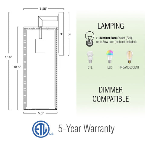 Murdock 16" Modern Outdoor Weather Resistant Wall Sconce