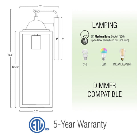 Landry 17" Industrial Farmhouse Weather Resistant Outdoor Wall Sconce
