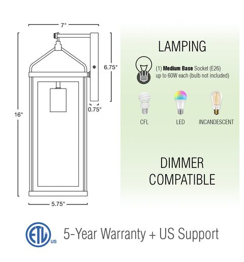 Bedford 16" Industrial Farmhouse Weather Resistant Outdoor Wall Sconce