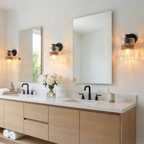 Kira Home Sage 10" Farmhouse Industrial Wall Sconce for Bathroom Vanity, Pack of 2