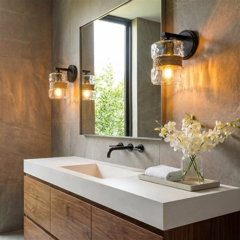 Kira Home Sage 10" Farmhouse Industrial Wall Sconce for Bathroom Vanity, Pack of 2