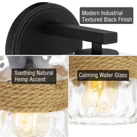 Kira Home Sage 9.5" Modern Wall Sconce + Hammered Glass Shade, Textured Black Finish