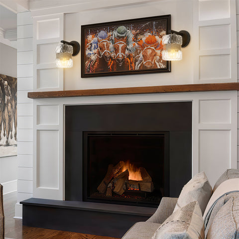 Kira Home Sage 9.5" Modern Wall Sconce + Hammered Glass Shade, Textured Black Finish