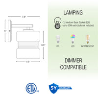 Kira Home Sage 9.5" Modern Wall Sconce + Hammered Glass Shade, Textured Black Finish