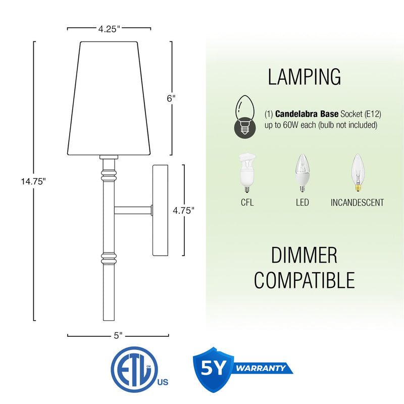 Torche II 15" Modern Wall Sconce