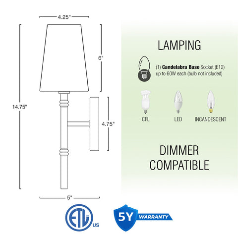 Torche II 15" Modern Wall Sconce