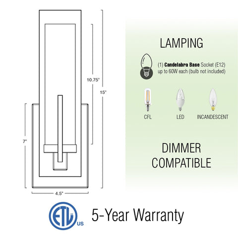 Faro 15" Modern Bathroom / Vanity Wall Sconce