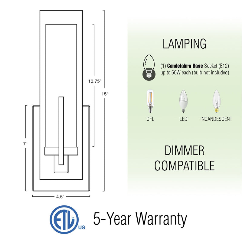 Faro 15" Modern Bathroom / Vanity Wall Sconce
