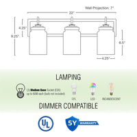 Greyson 22" 3-Light Farmhouse Vanity / Bathroom Light