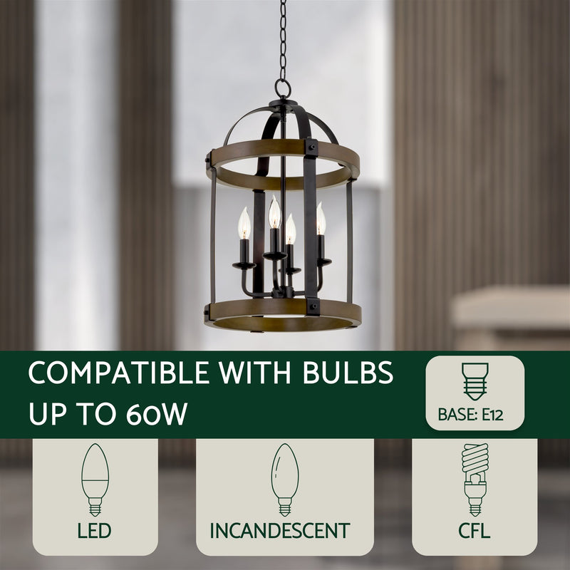 Osprey 23" 4-Light Rustic Farmhouse Lantern Chandelier