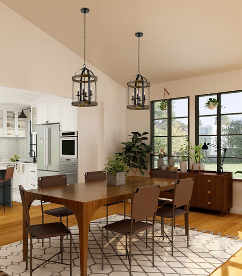 Osprey 23" 4-Light Rustic Farmhouse Lantern Chandelier