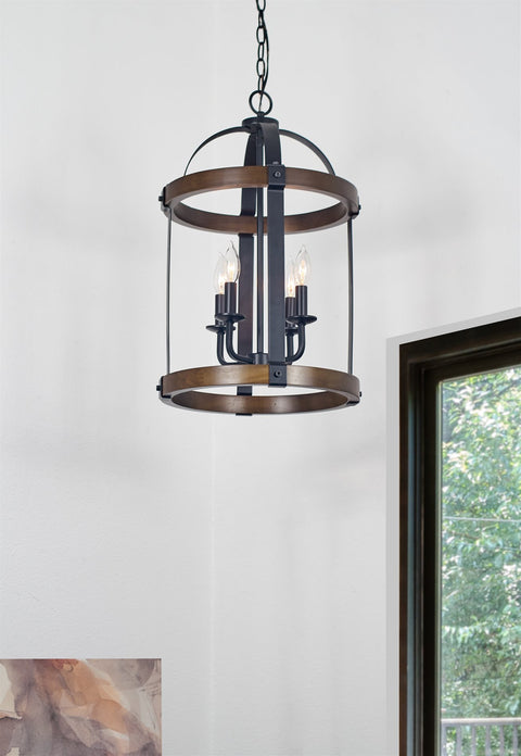 Osprey 23" 4-Light Rustic Farmhouse Lantern Chandelier