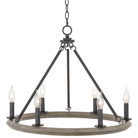 Homestead 24" 6-Light Industrial Rustic Farmhouse Wagon Wheel Kitchen Island Chandelier