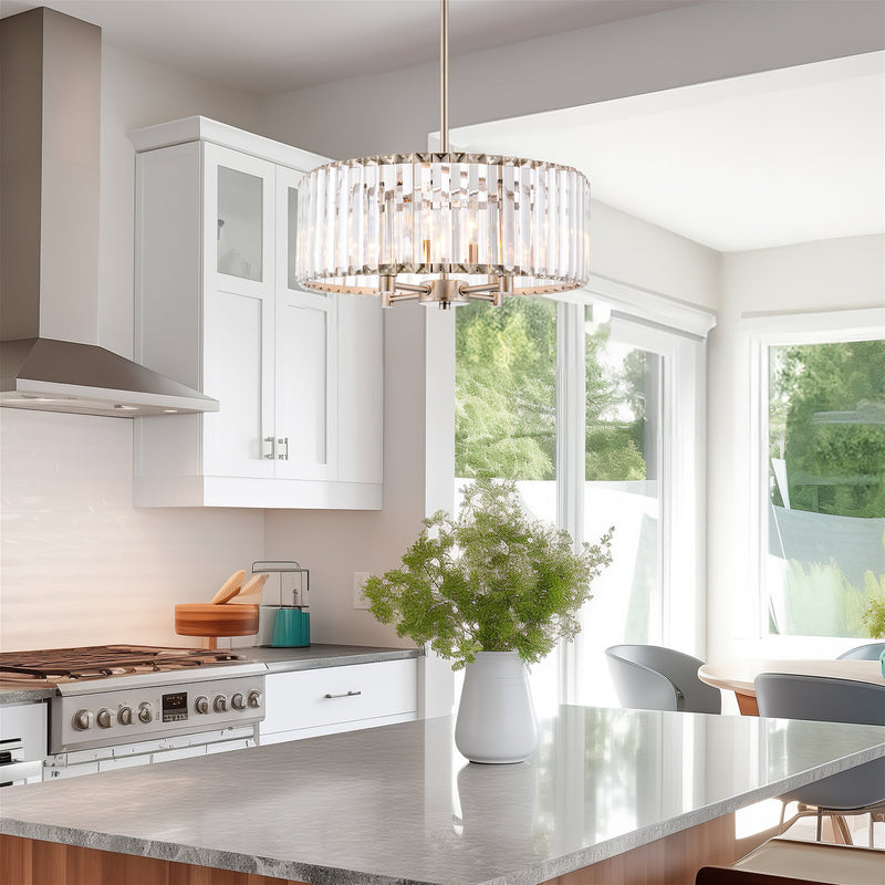 Delilah 16" Modern 4-Light Crystal Drum Chandelier