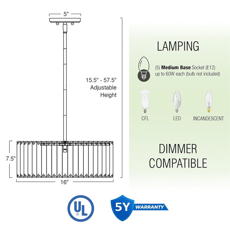 Delilah 16" Modern 4-Light Crystal Drum Chandelier
