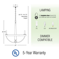 Madison 27" 5-Light Modern French Country Farmhouse Chandelier