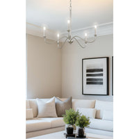 Kira Home Archer 28" 5-Light Large Modern Chandelier + Curved Arms, Adjustable Hanging Height, Brushed Nickel Finish