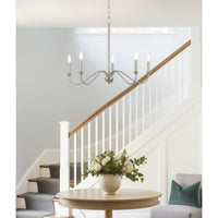 Kira Home Archer 28" 5-Light Large Modern Chandelier + Curved Arms, Adjustable Hanging Height, Brushed Nickel Finish