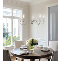 Kira Home Archer 28" 5-Light Large Modern Chandelier + Curved Arms, Adjustable Hanging Height, Brushed Nickel Finish