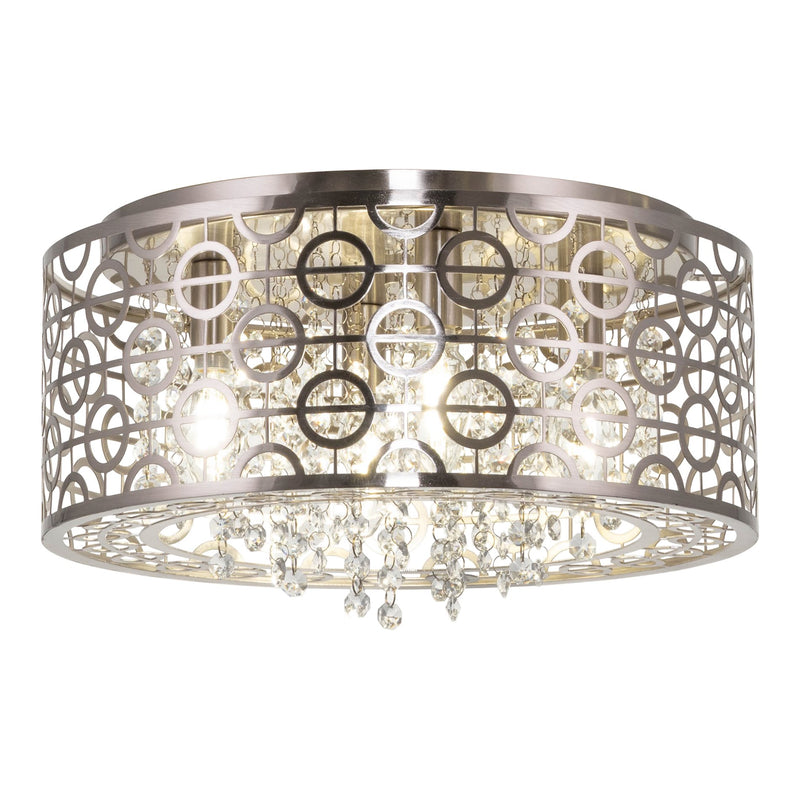 Brielle 15" Modern Chic 4-Light Crystal Flush Mount Chandelier