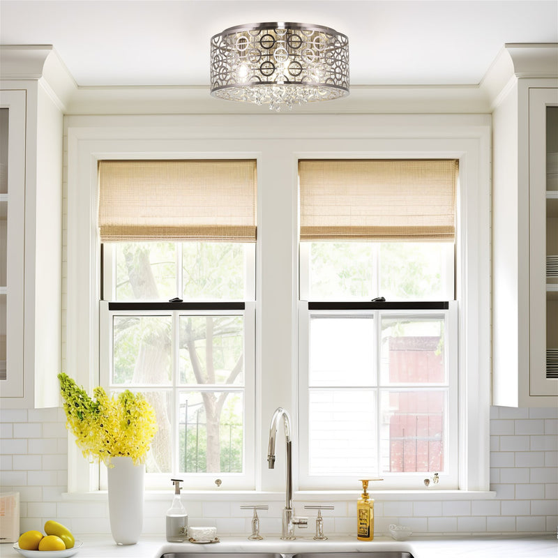 Brielle 15" Modern Chic 4-Light Crystal Flush Mount Chandelier