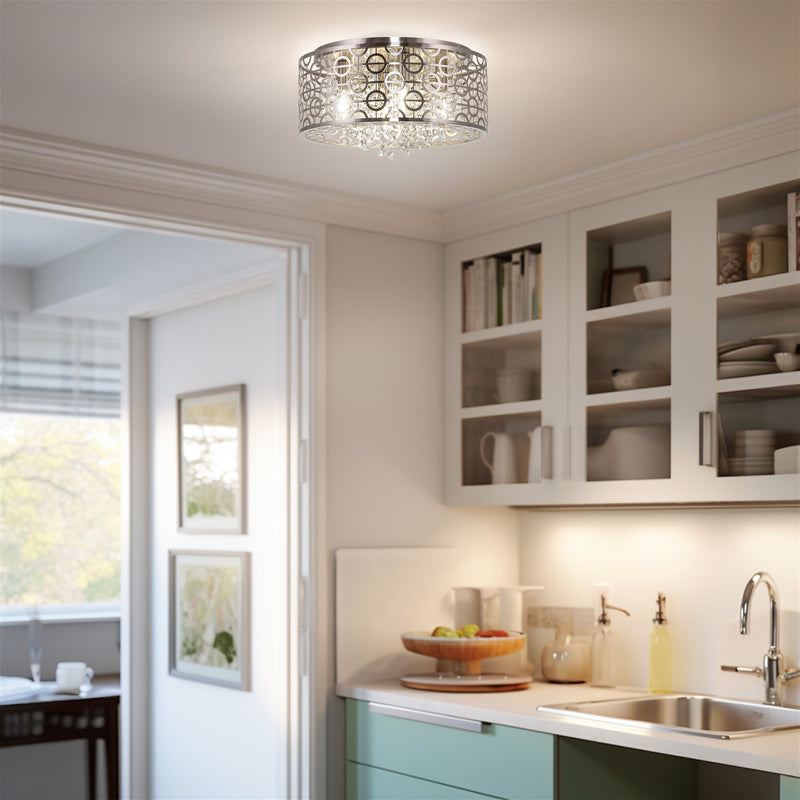 Brielle 15" Modern Chic 4-Light Crystal Flush Mount Chandelier