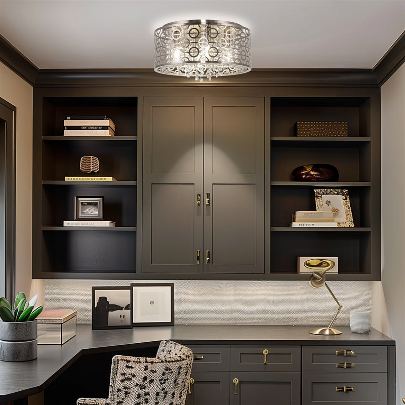 Brielle 15" Modern Chic 4-Light Crystal Flush Mount Chandelier