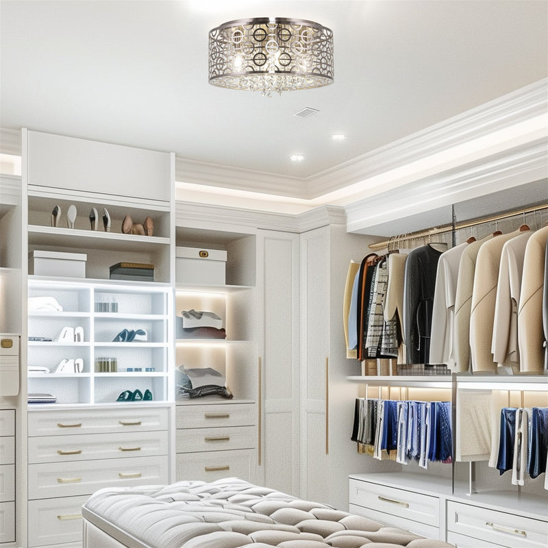 Brielle 15" Modern Chic 4-Light Crystal Flush Mount Chandelier