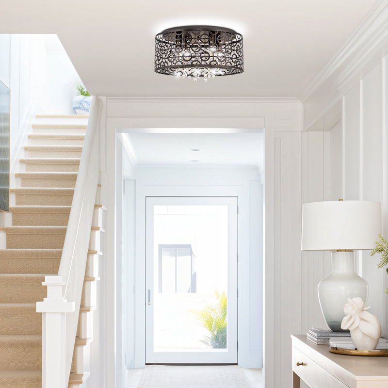 Brielle 15" Modern Chic 4-Light Crystal Flush Mount Chandelier