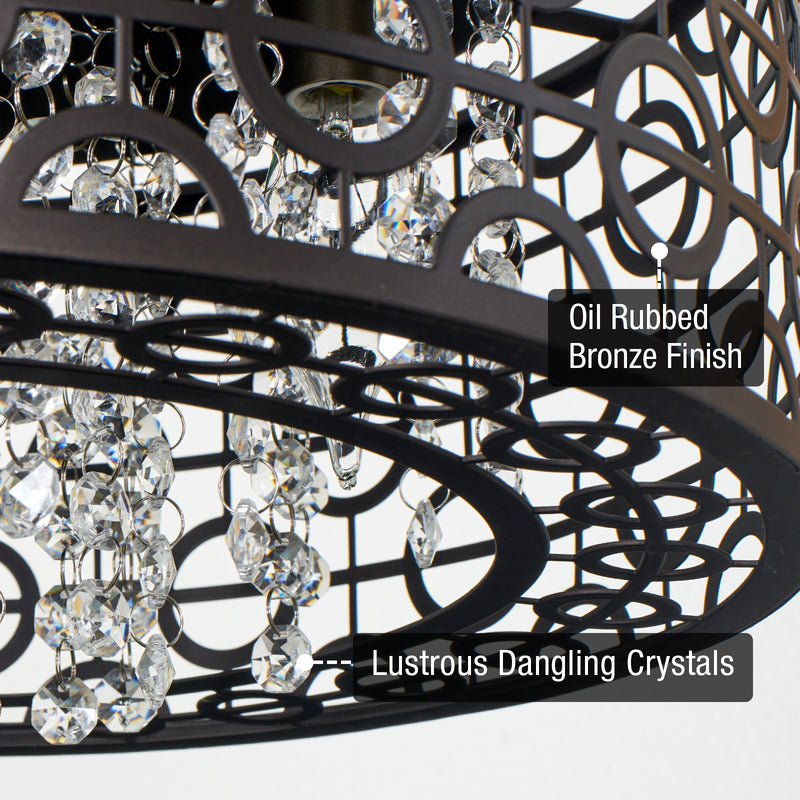 Brielle 15" Modern Chic 4-Light Crystal Flush Mount Chandelier