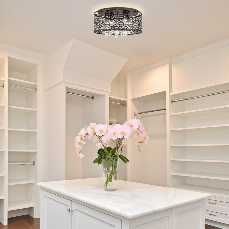 Brielle 15" Modern Chic 4-Light Crystal Flush Mount Chandelier