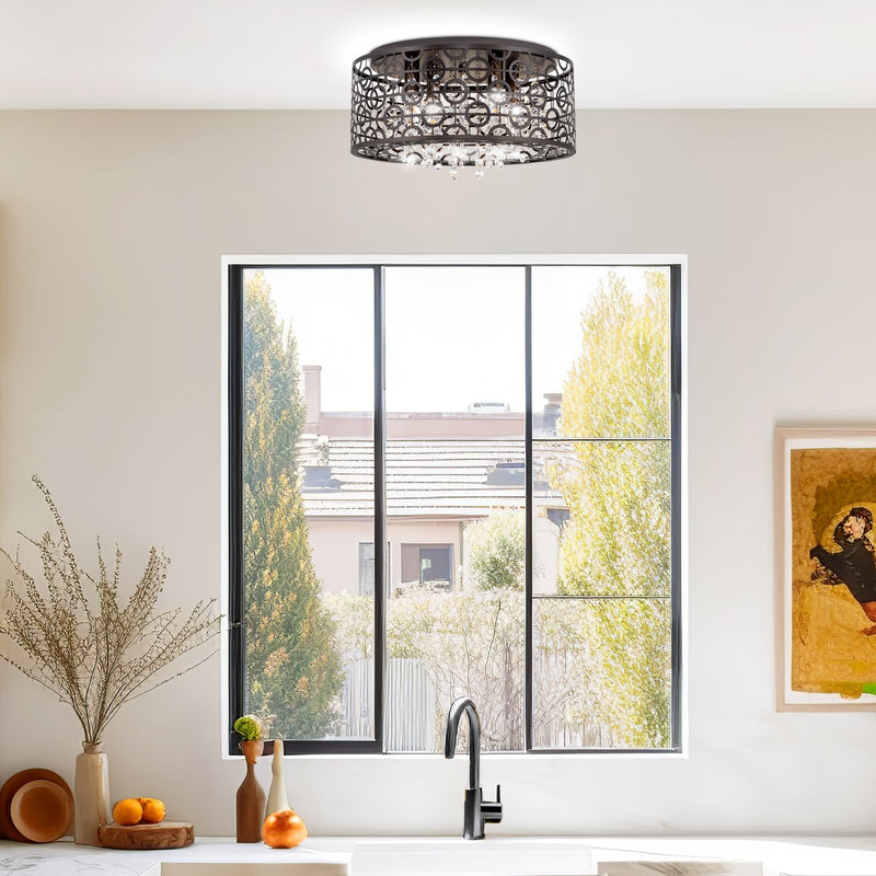 Brielle 15" Modern Chic 4-Light Crystal Flush Mount Chandelier