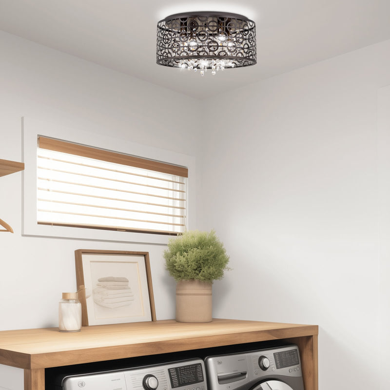 Brielle 15" Modern Chic 4-Light Crystal Flush Mount Chandelier