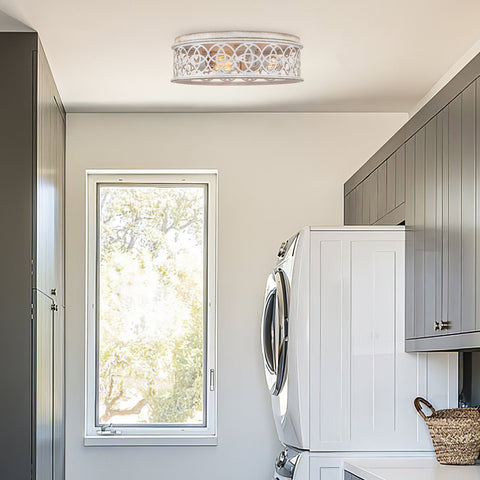 Blythe 17" 3-Light Rustic Farmhouse Flush Mount Ceiling Light