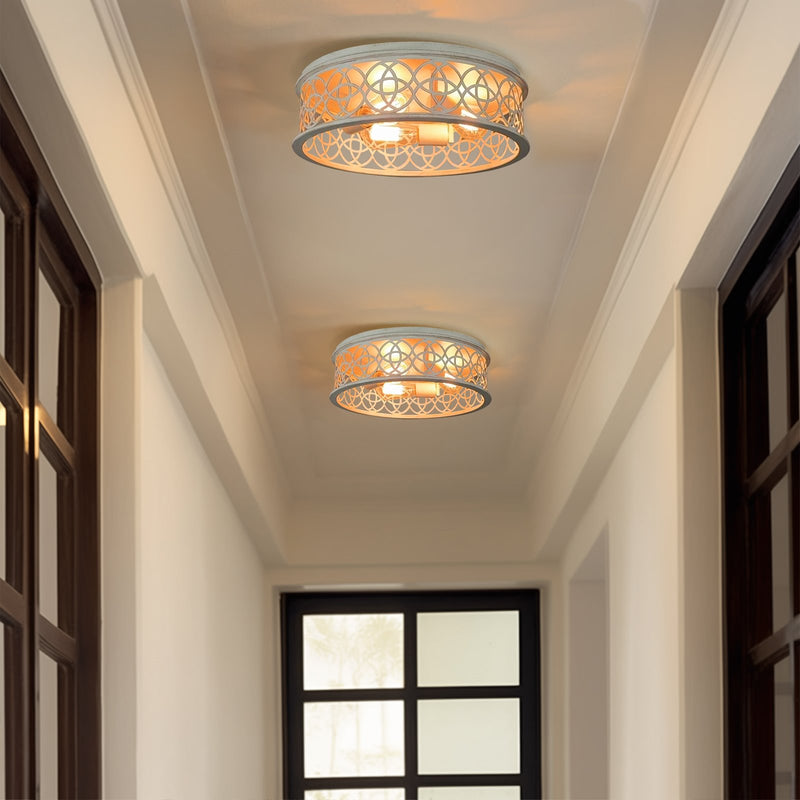 Blythe 17" 3-Light Rustic Farmhouse Flush Mount Ceiling Light