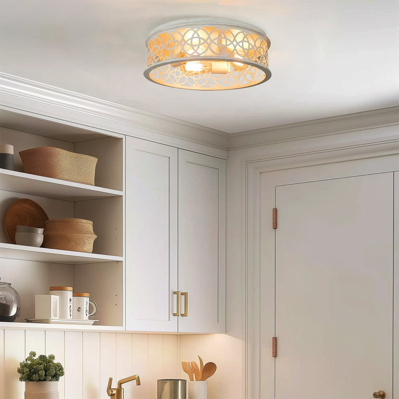 Blythe 17" 3-Light Rustic Farmhouse Flush Mount Ceiling Light
