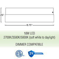Luna 9" Modern Integrated 18W LED (180W eq.) Flush Mount Ceiling Light